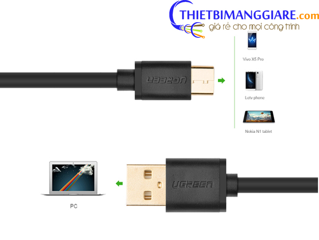 Cáp USB type C sang USB 2.0 dài 2m Ugreen