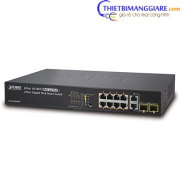 Switch chia mạng PLANET 8-port PoE FGSD-1008HPS