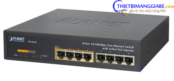 Switch PLANET 8-port 10/100Mbps with 4-port PoE FSD-804P