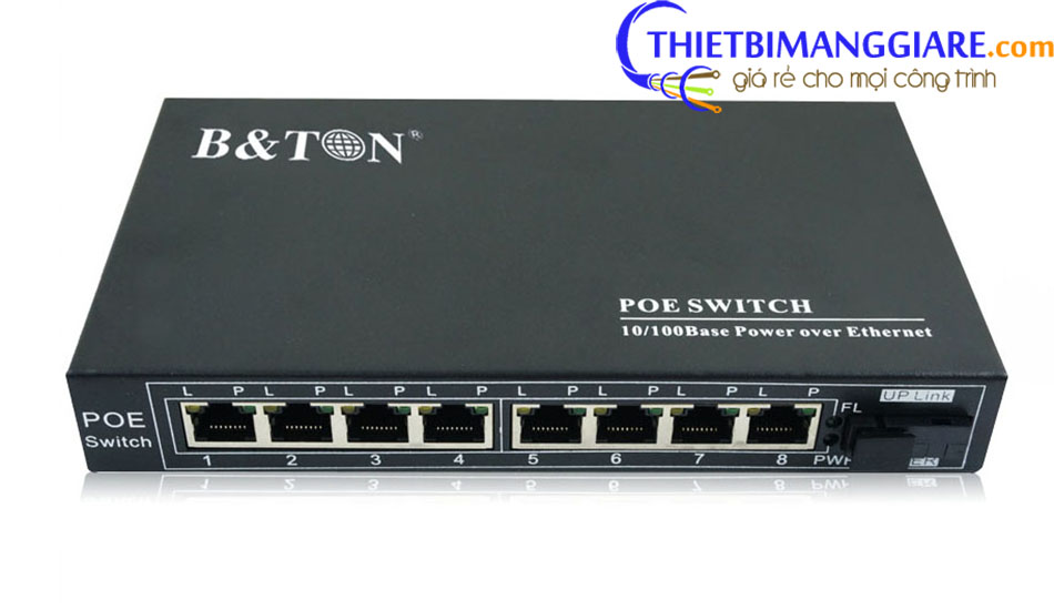 Switch PoE BTON BT-6108 FE-25A 8 port 10/100M + Fiber