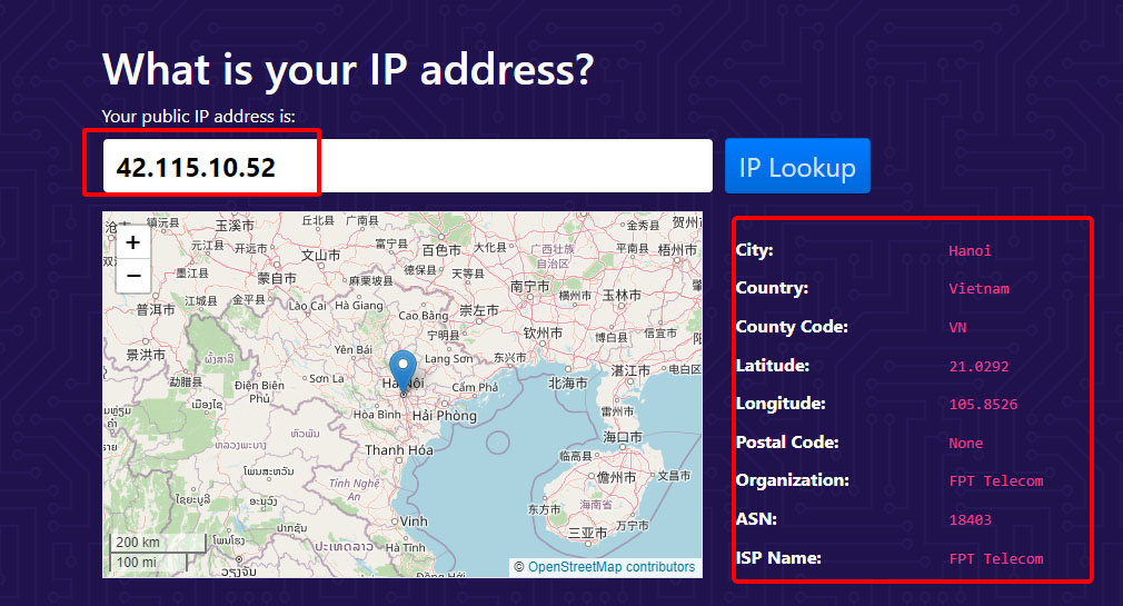 Tìm địa chỉ IP công cộng trên trang web