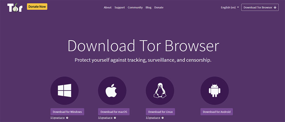 trang tải trình duyệt Tor để ẩn địa chỉ IP