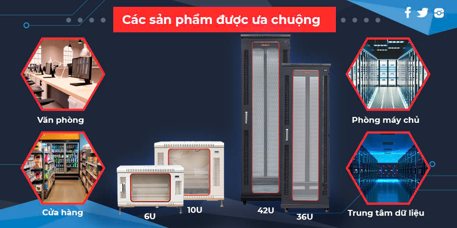 Tủ rack Maxtel được ứng dụng rất phổ biến